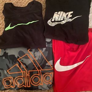 Boys Size Large Tops, 3 Nike T, 1 Adidas Camo Hoodie all size L
